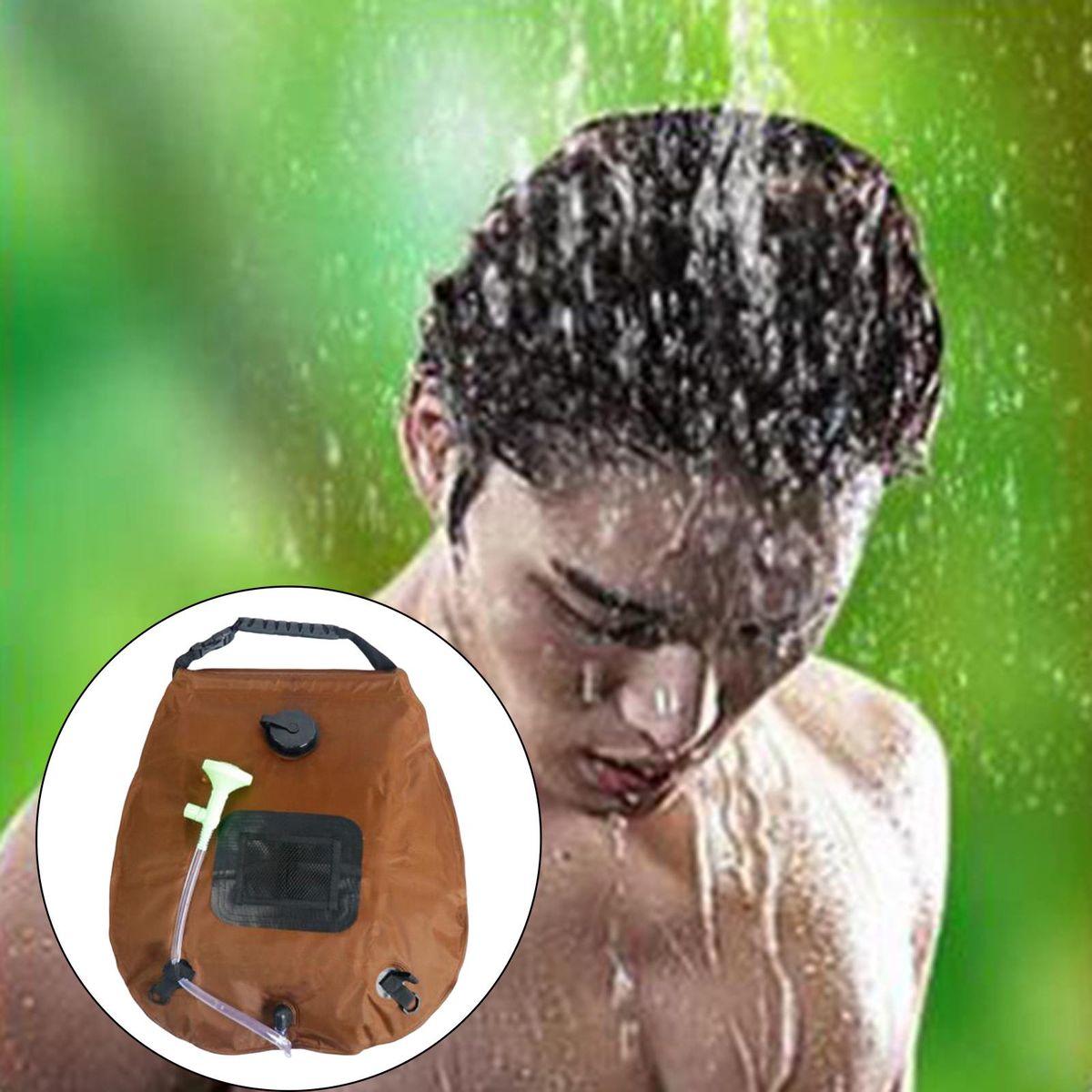 Solar Camping Shower Bag 5 Gallons/20L Removable Silicone Coffee