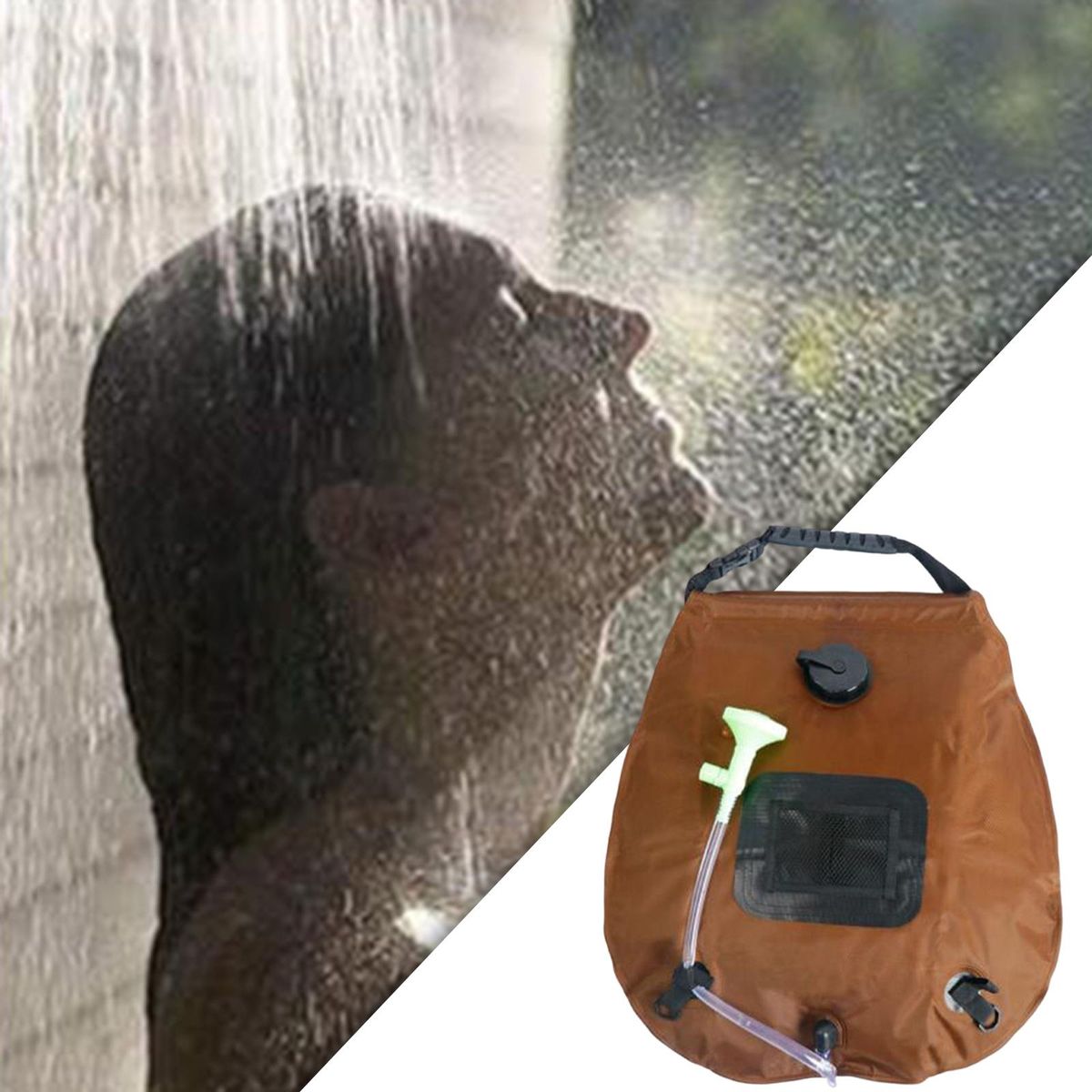 Solar Camping Shower Bag 5 Gallons/20L Removable Silicone Coffee