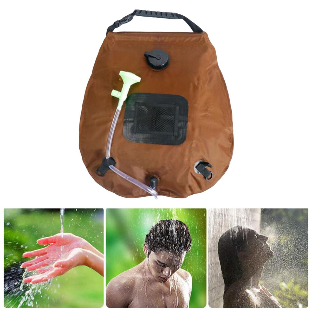 Solar Camping Shower Bag 5 Gallons/20L Removable Silicone Coffee