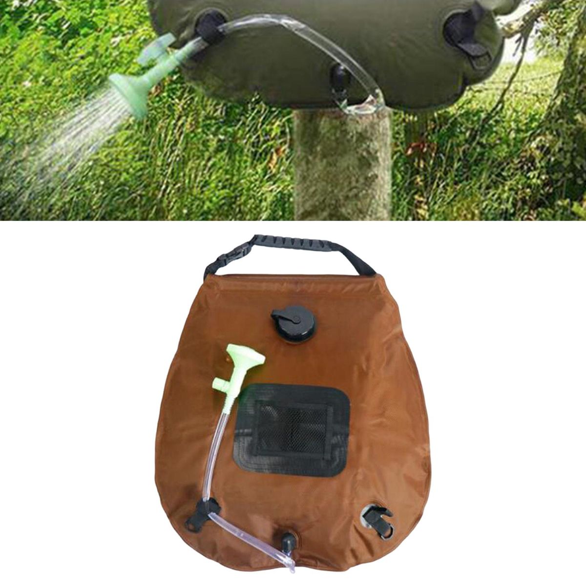Solar Camping Shower Bag 5 Gallons/20L Removable Silicone Coffee