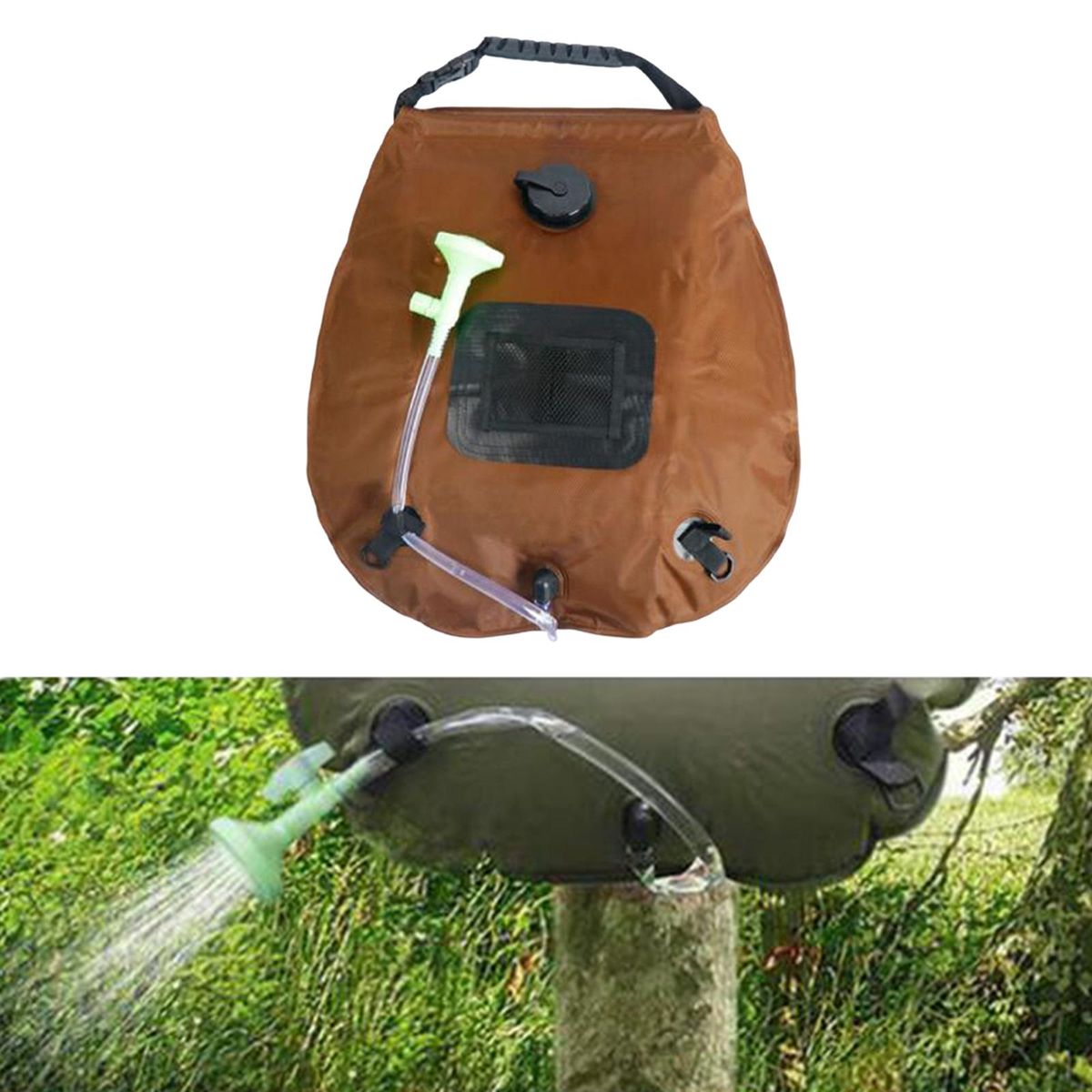 Solar Camping Shower Bag 5 Gallons/20L Removable Silicone Coffee