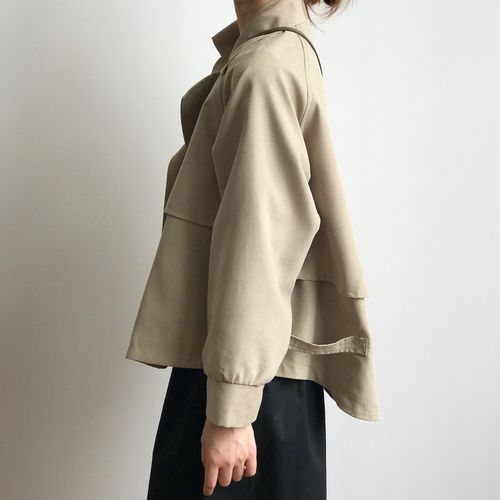 Ladies Retro Short Loose Windbreaker Jacket - Khaki