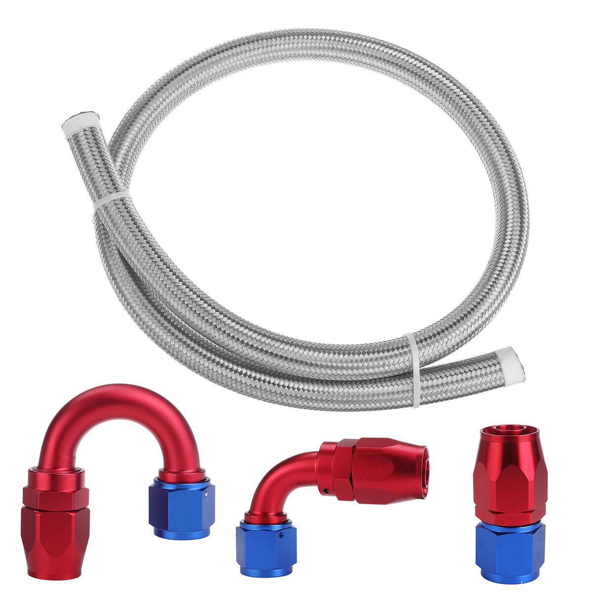 AN10 -10AN Stainless Steel Nylon Braided Fuel Gas Hose Line Kit