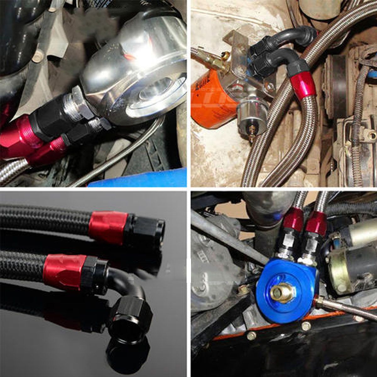 AN10 -10AN Stainless Steel Nylon Braided Fuel Gas Hose Line Kit