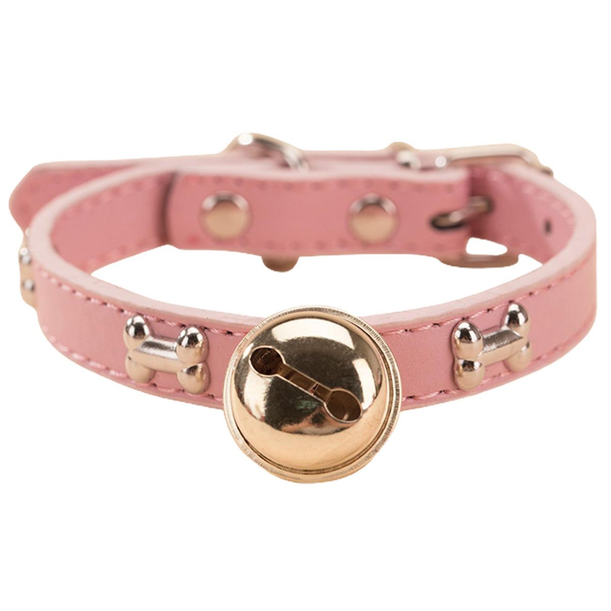 Pet Neck Circle Bone Patterns Pet Cat Dog Bell Collar Pink