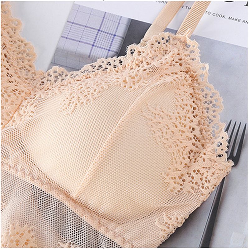 Female Y Underwear Sets Lace Te Beautiful Back Adjusted Bra Padded Tube Top