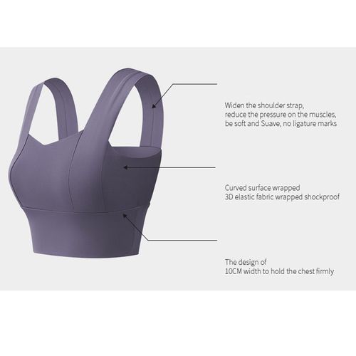 Shockproof High Intensity Running Fitness Yoga Wear Sports Underwear Bra-light Purple