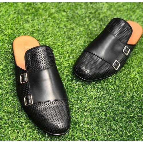 Male Half Cover Woven Leather Shoe