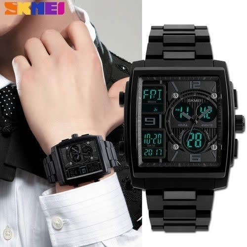 Unisex Rectangle Face Alpha Watch - Black