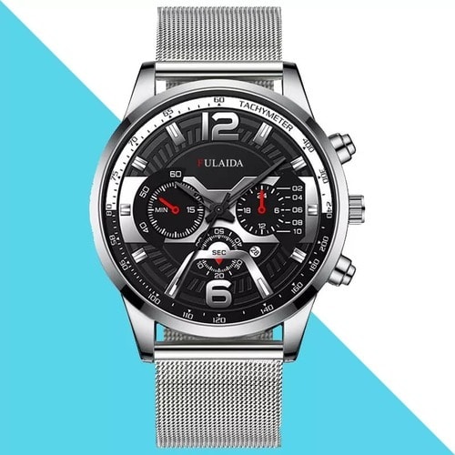 Men Studded Steel Unisex Wrist Watch - Silver