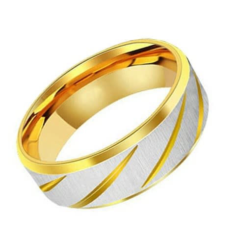 Gold Frosted Design Stainless Steel Wedding Ring