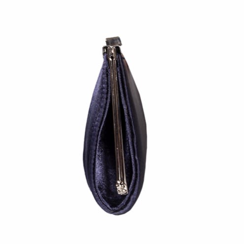 Vintage Satin Pleated Envelope Evening Clutch - Navy Blue