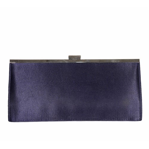 Vintage Satin Pleated Envelope Evening Clutch - Navy Blue
