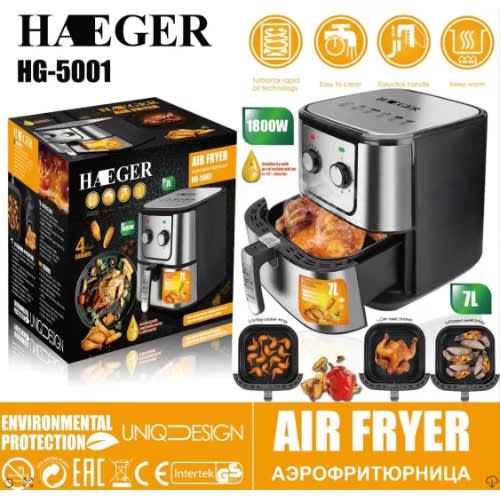 Haeger Large 6.8L Multipurpose Non-oil Healthy Air Fryer & Oven -240V