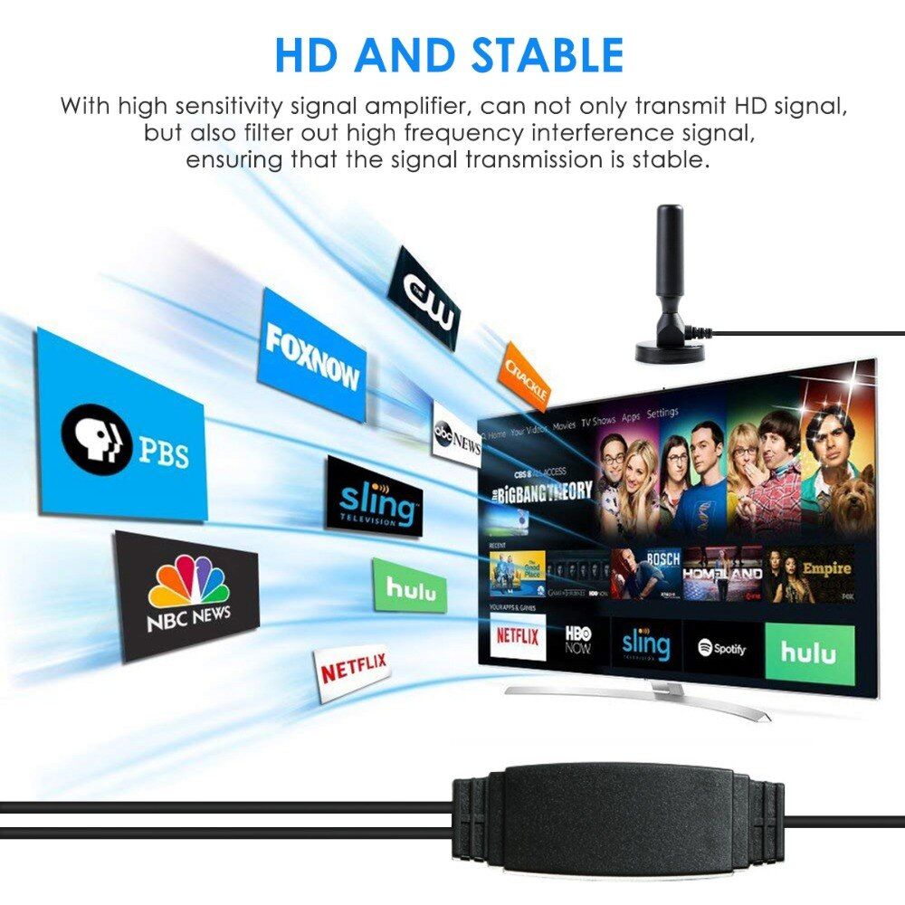 Indoor 2000 Miles Digital HDTV Antenna TV Signal Receiver Amplifier Radius Surf Fox Antena Aerial Mini  T/T2 Satellite Dish