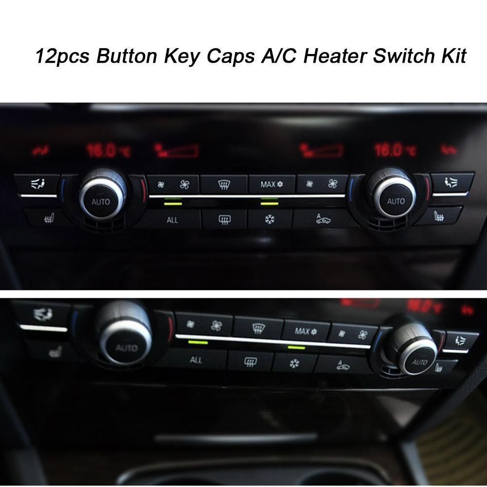 12pcs Button Key Caps A/C Heater Switch Kit Panel for BMW F07 GT/F10/F11 F01/F02