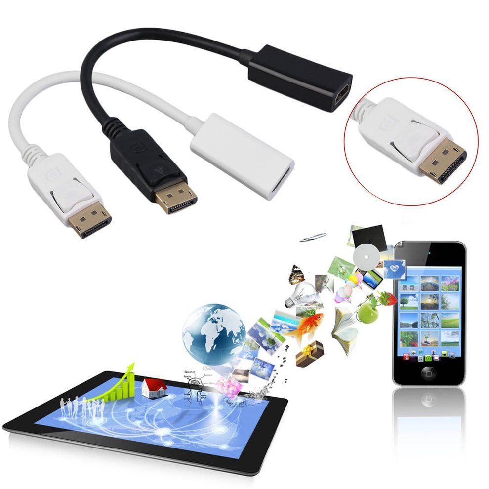 Display Port DP To HDMI- Ompatible Adapter 1080P M/F Display  Able  Onne Tor-black