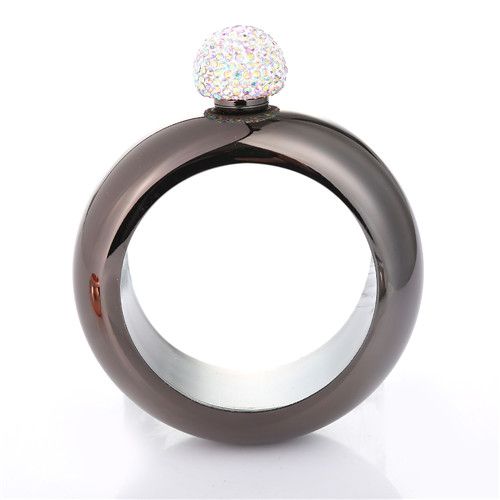 Jewelry Stainless For Lid Drinkware Bracelet Steel Flask Whiskey Women Hip Realand 3.5OZ Alcohol Bangle Rhinestones Fashionable