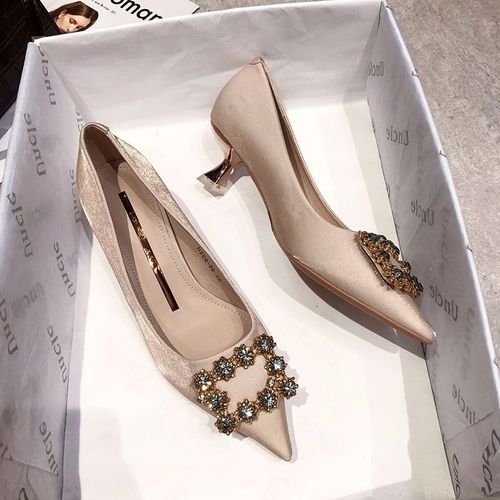 French Sexy Pointed Office Ladies Heels -Beige