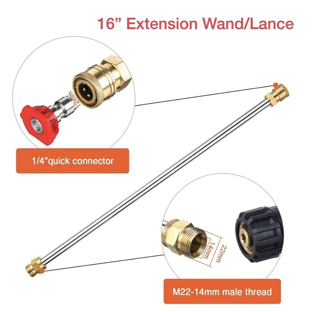 4000PSI Washer Wand Lance 5 Nozzle Tips Universal for High Pressure Gasoline Powered Sprayer