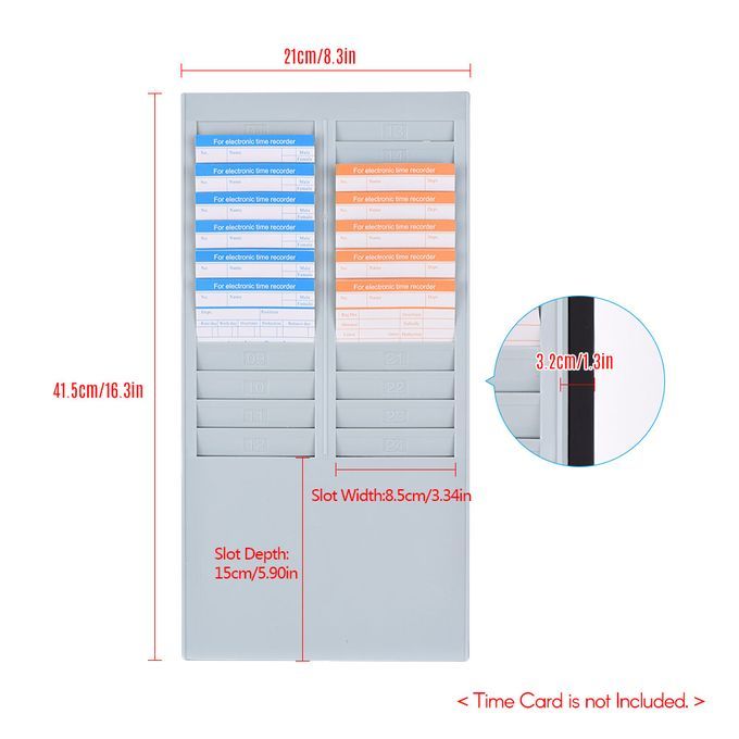 DOYO Time Card Rack Wall Mount Holder 24 Pocket Slot For