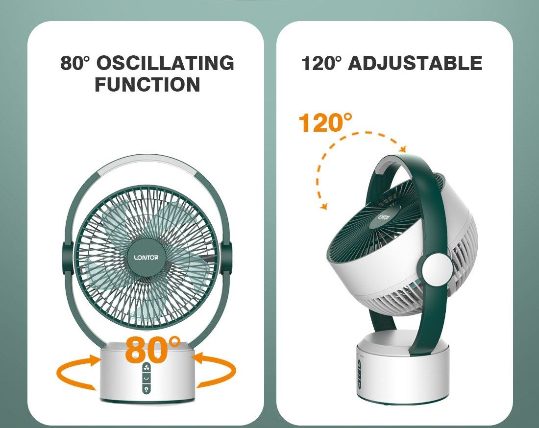 9" Inches Portable Rotating Mini Table Fan With Night Light