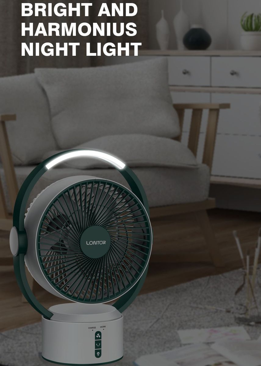9" Inches Portable Rotating Mini Table Fan With Night Light