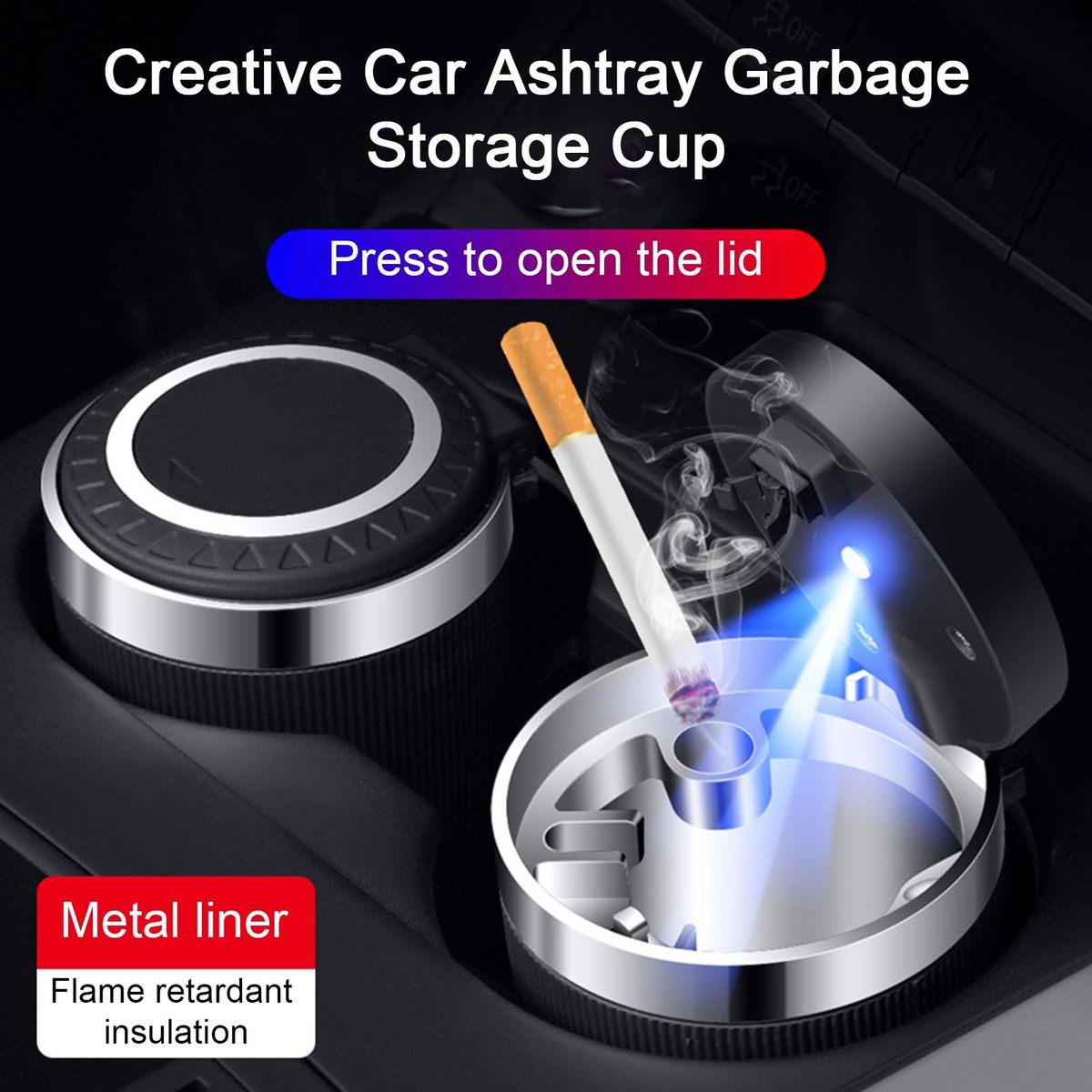 Ashtray Container Car Garbage Storage Cup Ash Tray Black