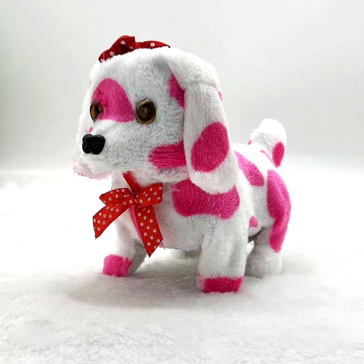 Dog Toy Cartoon Bow Puppy Plush Doll Rose Red