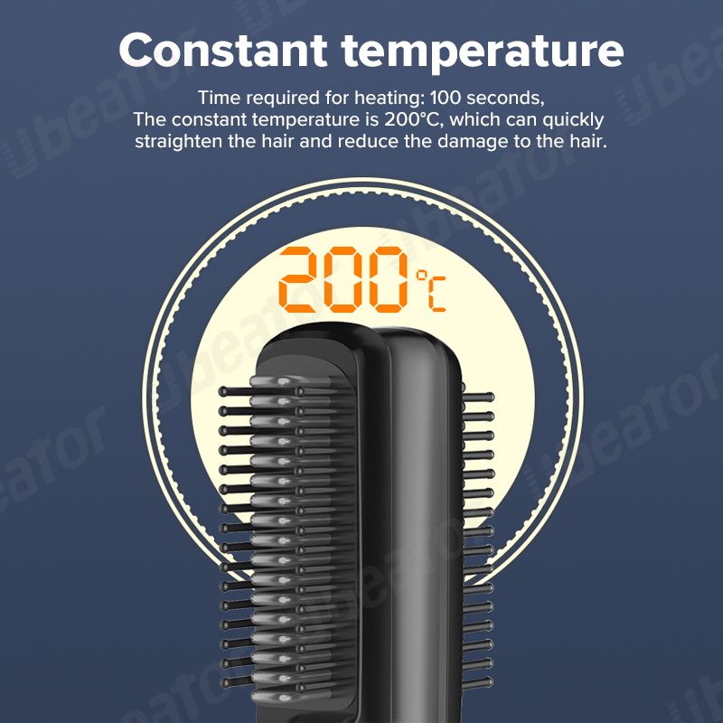 Rechargeable Portable Anti Scald Ceramic Rapid Heating Hot Hair Comb Straightener Beard Brush