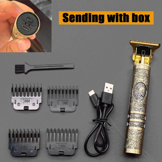 Men Cordless Hair Clipper Barber Professional Buddha Dragon Electric Hair Cutting Machine Beard Shaving Hair Trimmer Styling Kit(#INDIAN)