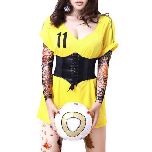 Women Corset Belt PU Leather Splice Lace-Up Elastic