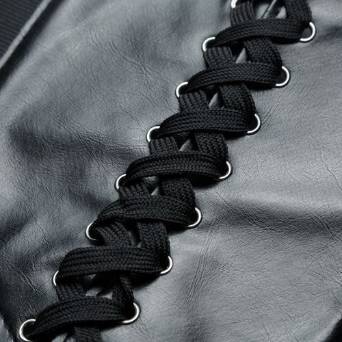 Women Corset Belt PU Leather Splice Lace-Up Elastic