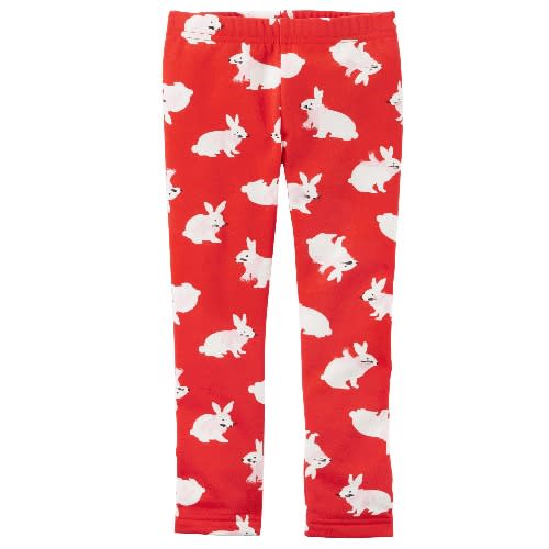 Bunny Cozy Fleece Leggings- Red And White