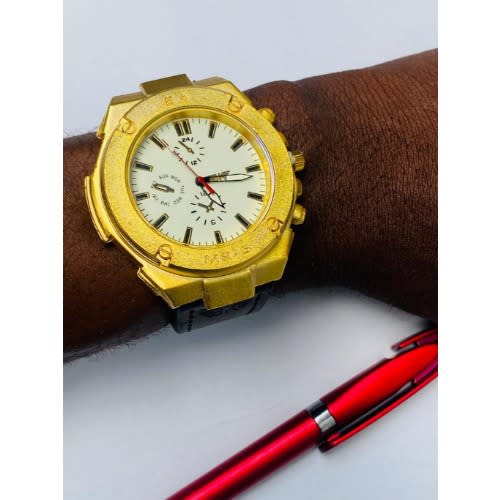 Leather Men Wristwatch + Office Pen