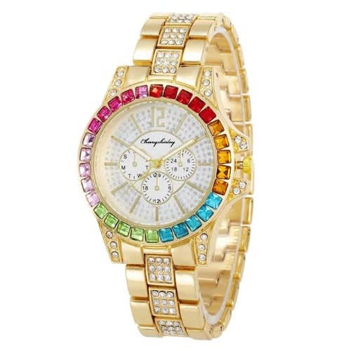 Rhinestone Women  Wristwatch- Gold