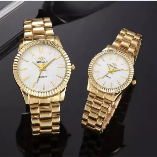 Couple  Gold Plated Wristwatch - 2pieces