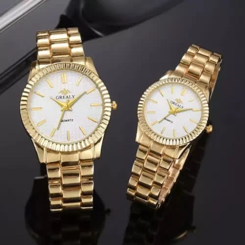 Couple  Gold Plated Wristwatch - 2pieces