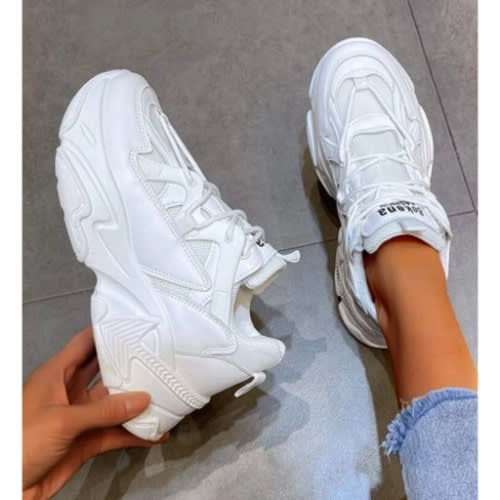 Vimo-Fox Ladies Rugged Sole Sneakers - White