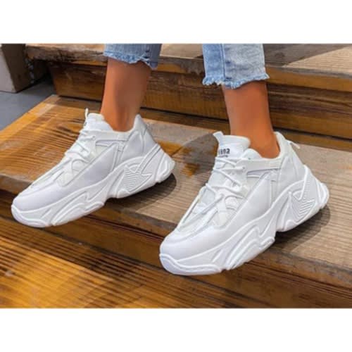 Vimo-Fox Ladies Rugged Sole Sneakers - White