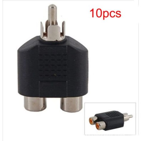 Rca Y Splitter Av Audio Video Plug Converter 1 Male To 2 Female Cable Adapter-10pcs