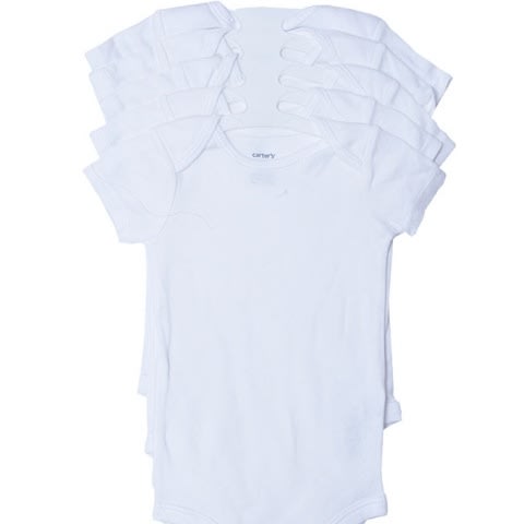 Neutral 5 Pack White Short Sleeve Bodysuits