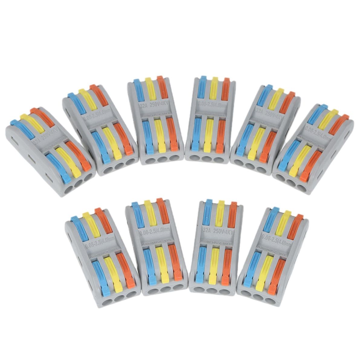 10pcs Wire Connectors Compact Splicing Connectors Cable Connector Set Lever Lock Connectors Universal Wiring Cable Connector Fast Push-in Conductor Terminals