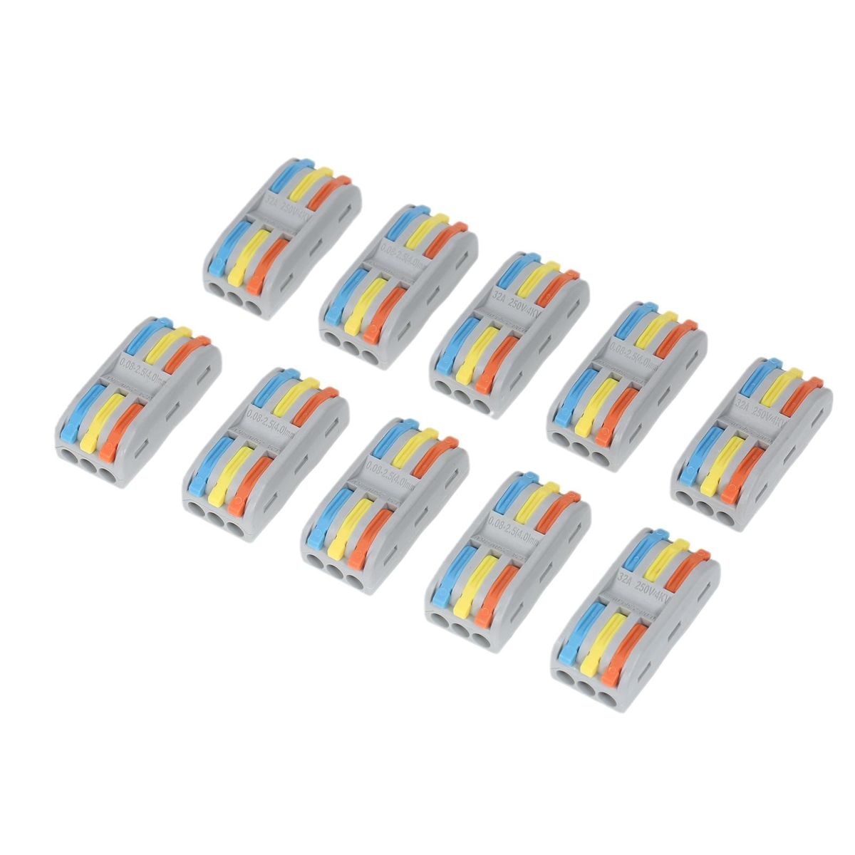 10pcs Wire Connectors Compact Splicing Connectors Cable Connector Set Lever Lock Connectors Universal Wiring Cable Connector Fast Push-in Conductor Terminals