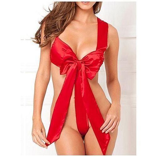 Sexy Women's Lovely Knot Body Bow Valentines Day Gift Lingerie Underwear ( Red )