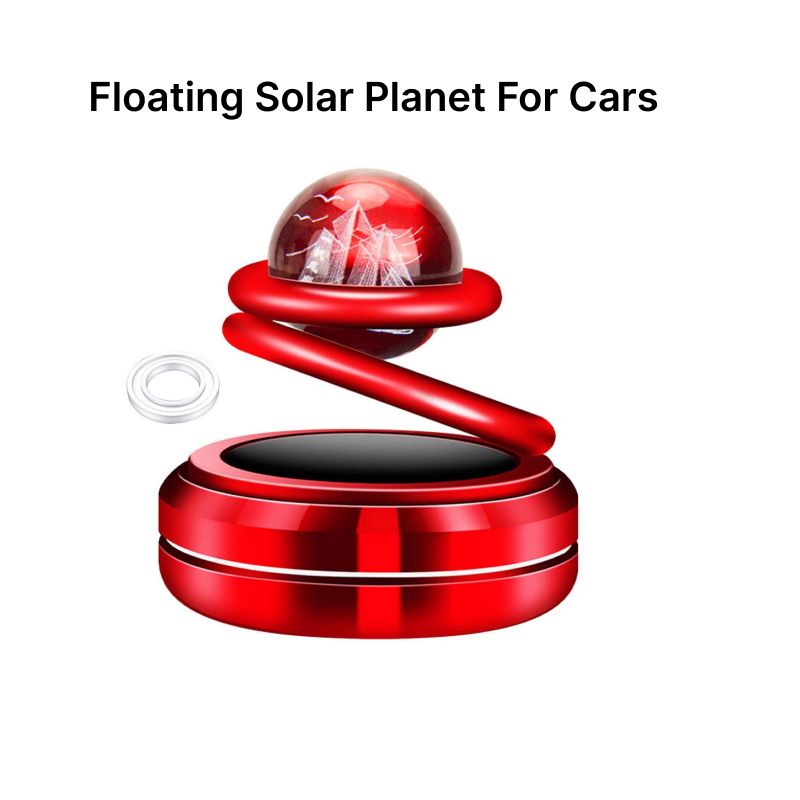 Floating Planet Crystal Solar Air Freshener For Car - Red