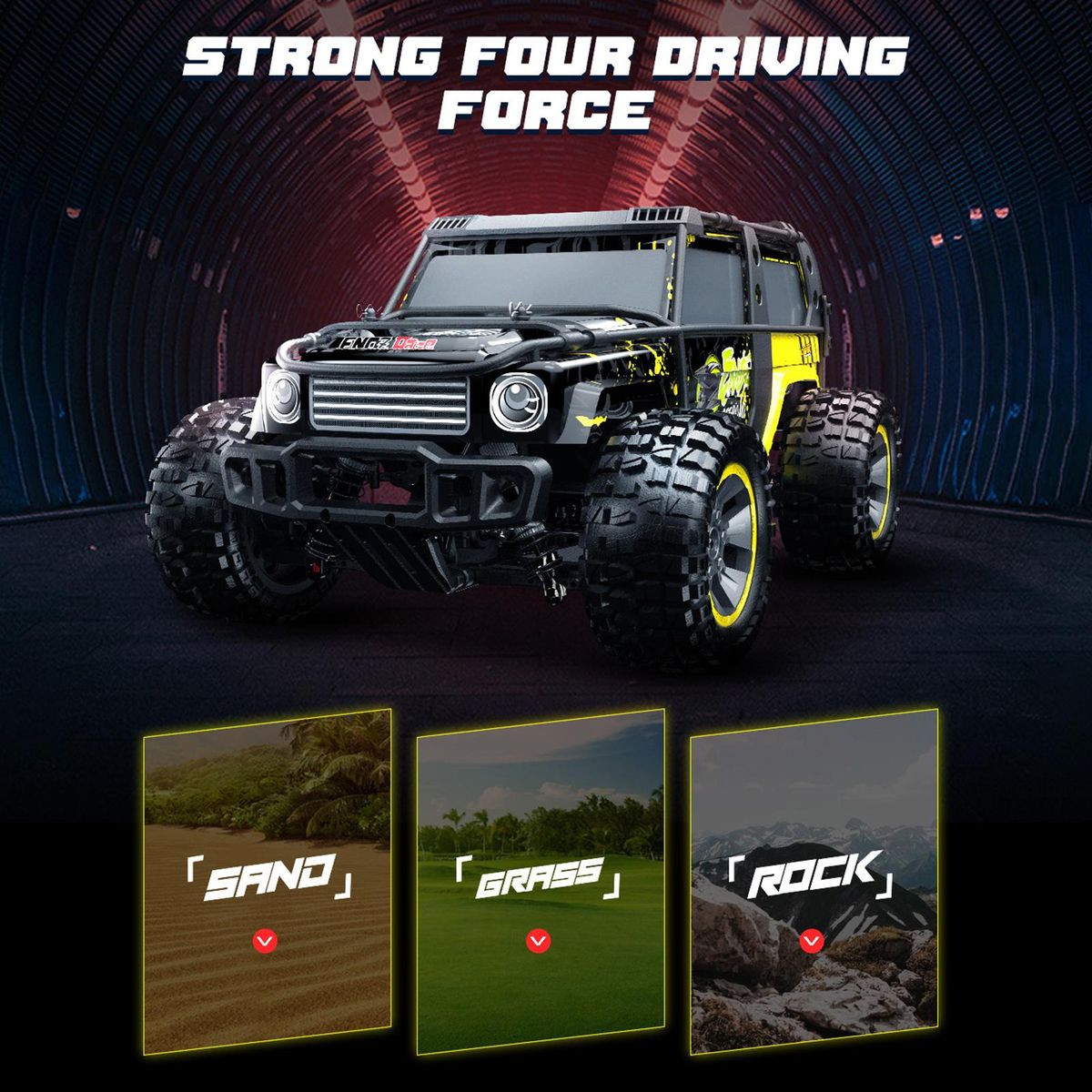 Remote Control Car 1/10 2.4GHz High Speed 65km/h All Terrain Off Road Trucks 4WD Brushless Motor Vehicle Racing Climbing Car Gifts for Kids Adults with 2 Battery