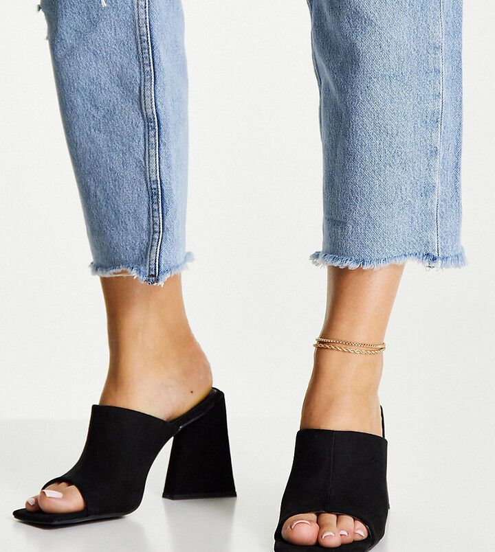 Nyla Block Heel Mules - Black