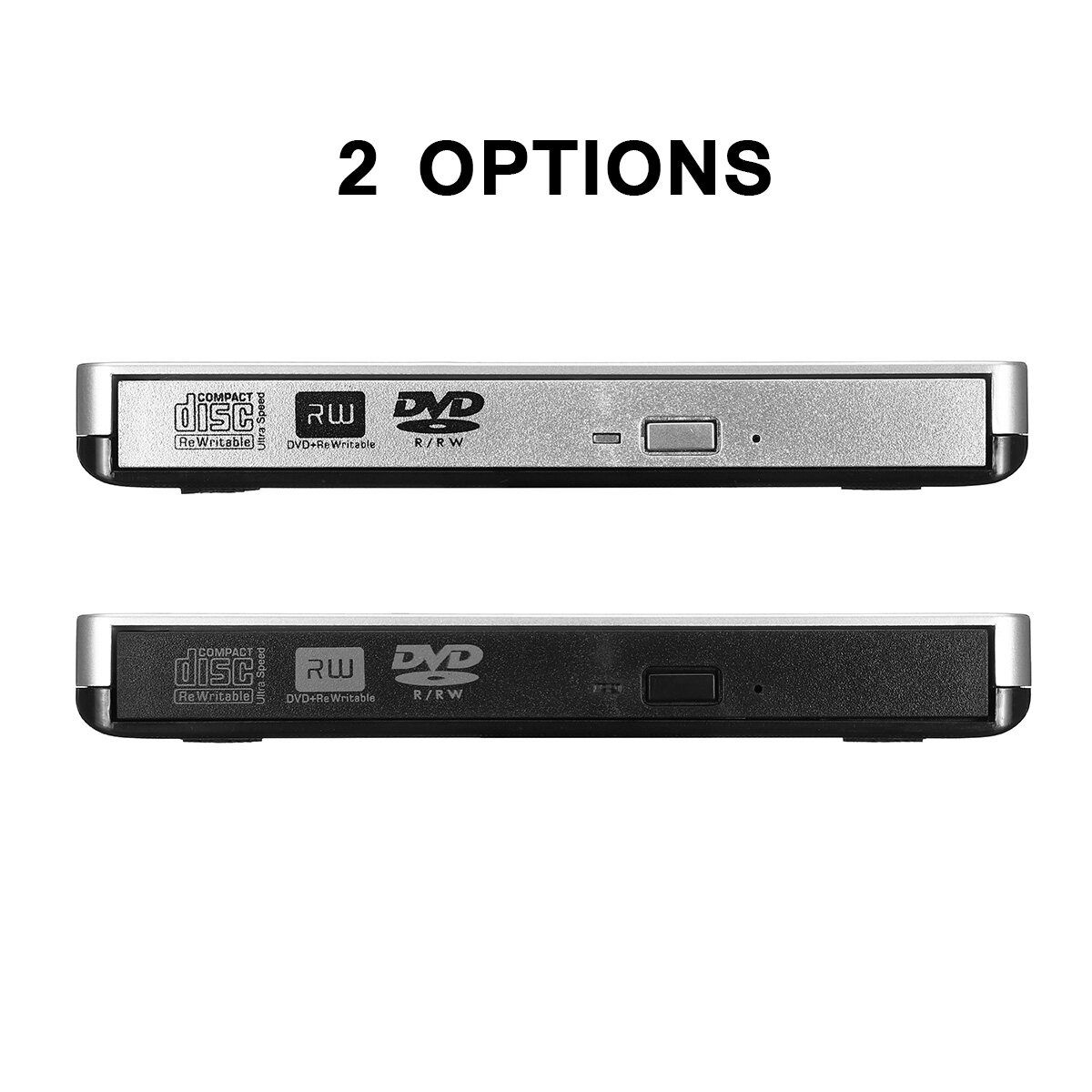External Portable USB 3.0 CD DVD RW Laptop PC Writer Reader Hard Drive Black Baffle
