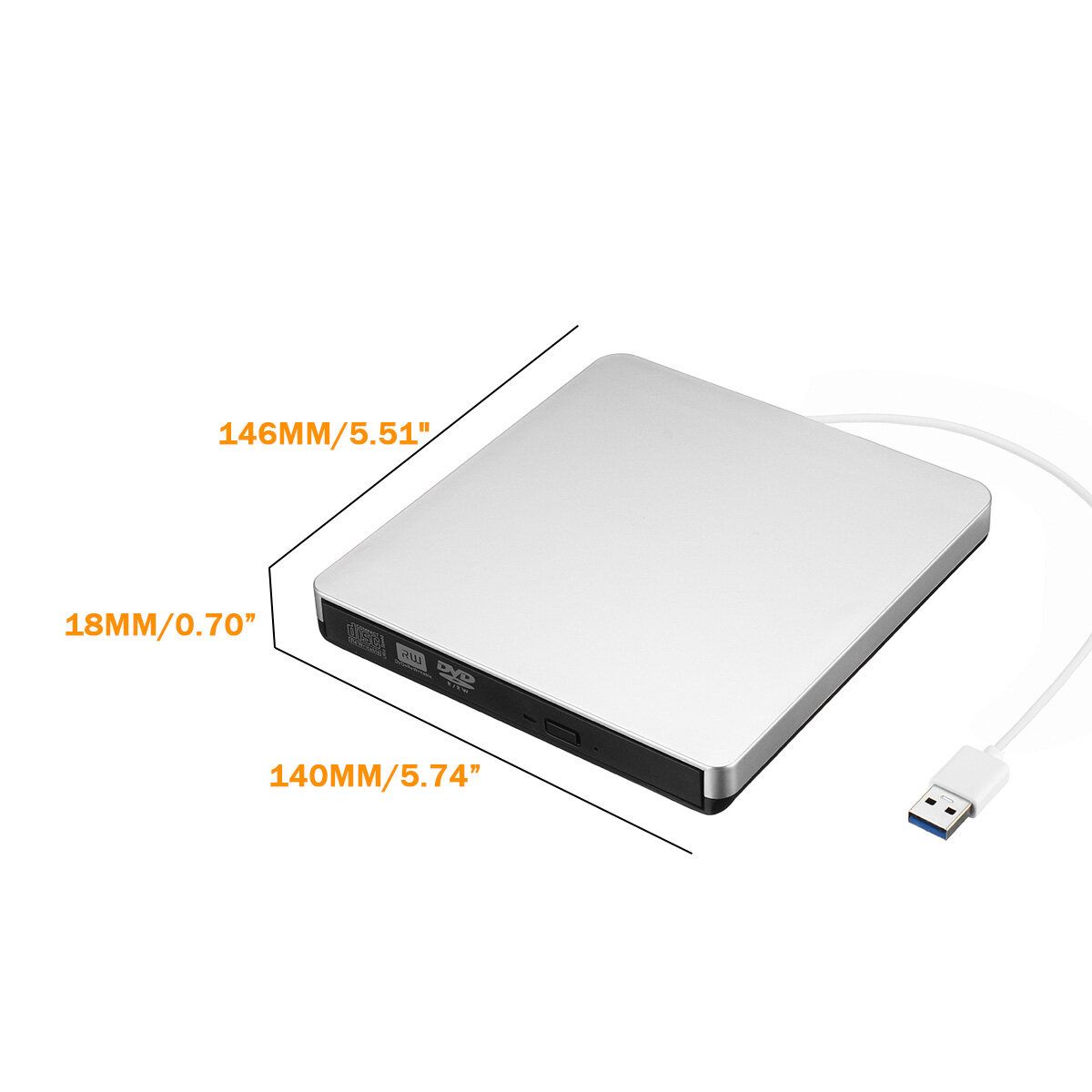 External Portable USB 3.0 CD DVD RW Laptop PC Writer Reader Hard Drive Black Baffle